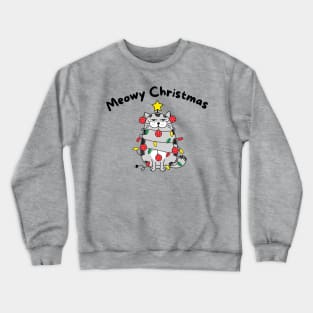 Meowy Christmas cat tangled in lights Crewneck Sweatshirt